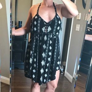 Black dress with white design